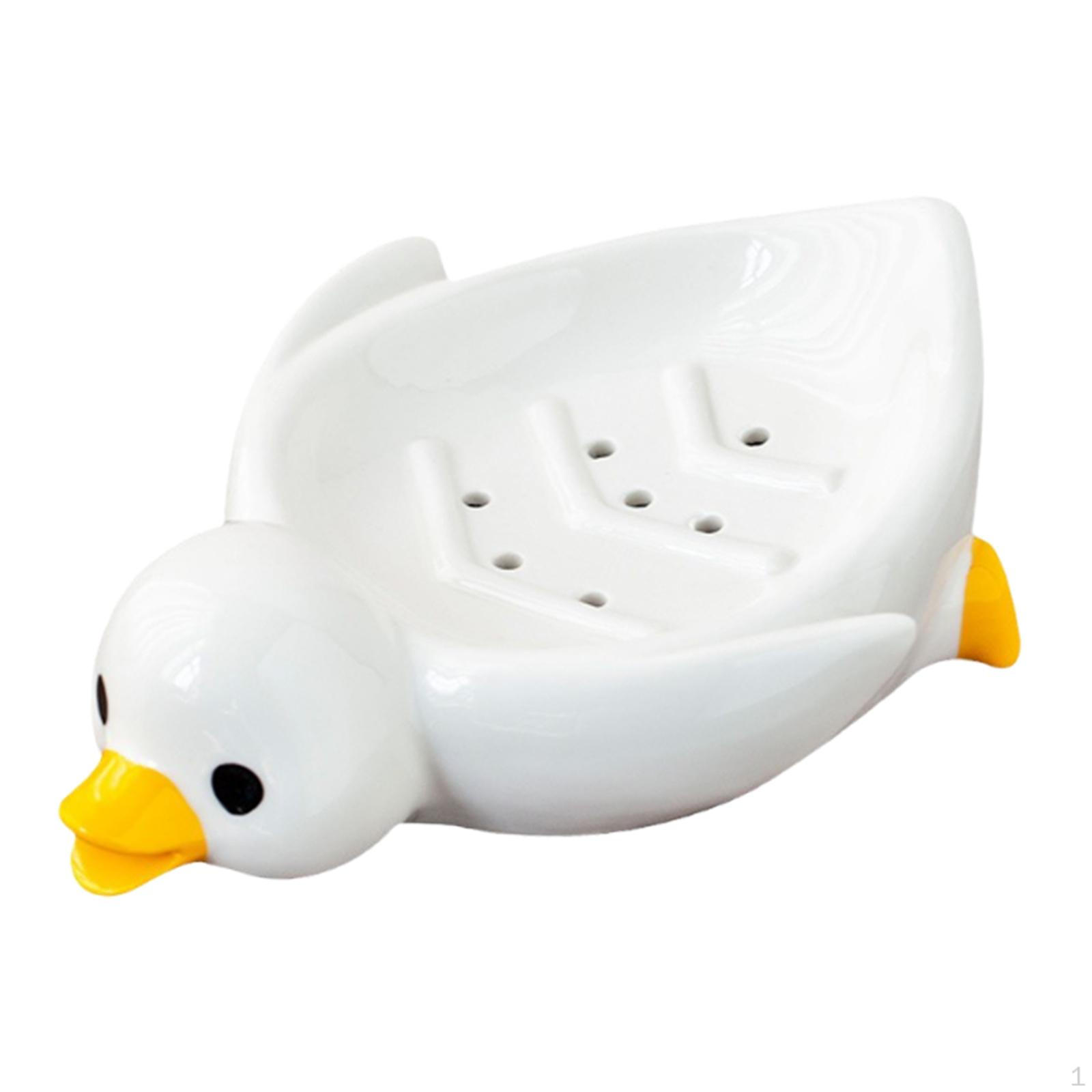 

Duck Soap Dish Ceramic, Easy Cleaning, Cute Self Draining Tray for Washroom Bar Countertop