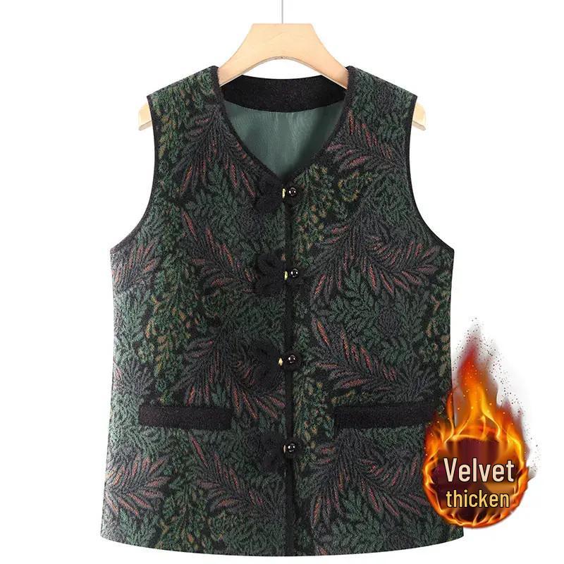 Plus Velvet Autumn/Winter Vest for Middle-Aged & Elderly Women - Button-Up, Grandma, Warm, Thicker Design