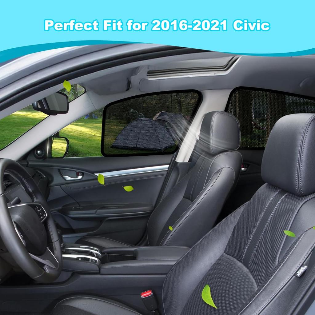 XCBYT Car Window Shades For 2016- Civic - 4 PCS Side Window Sun Shades For Baby, Privacy Car Window Covers With Breathable Mesh - UV Protection, Heat