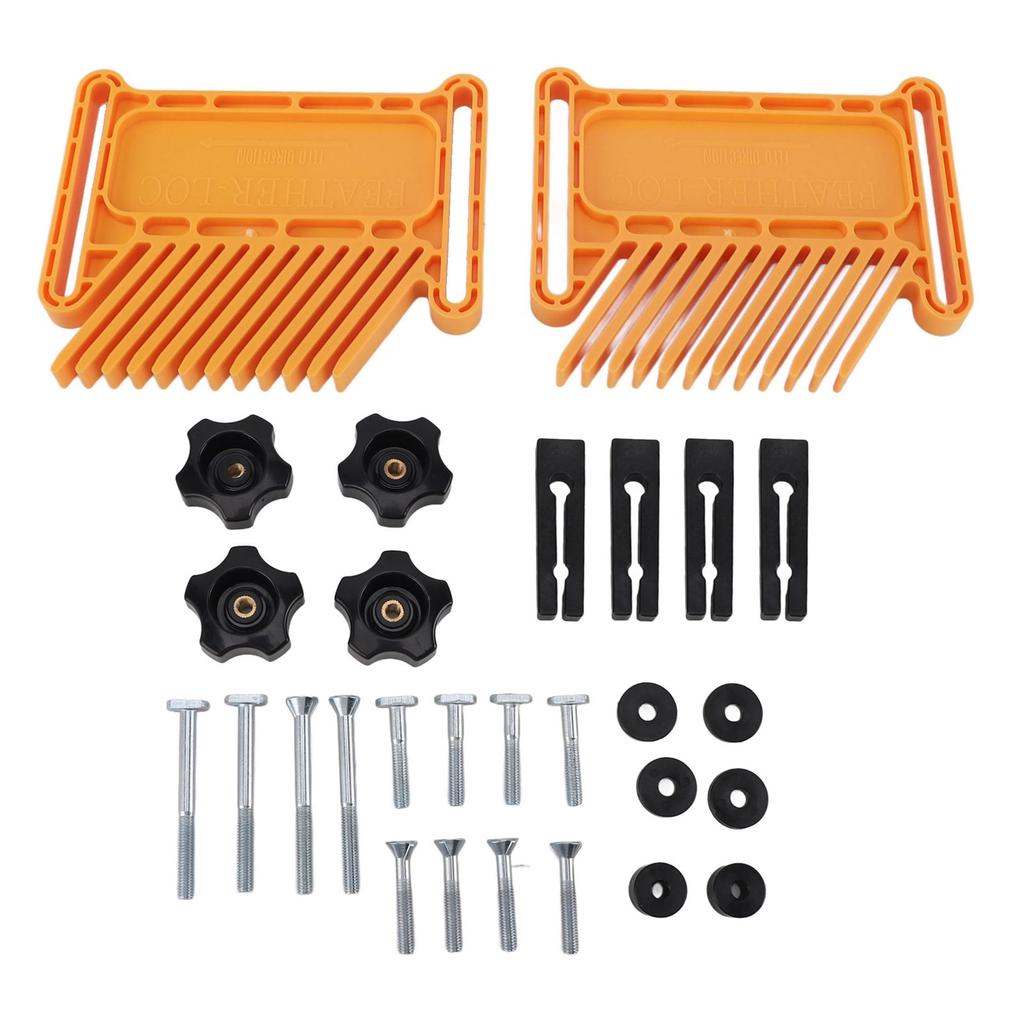 Dispozitiv de siguranță pentru scule de prelucrare a lemnului reglabil cu plăci cu pene stivuibile pentru ferăstraie de masă