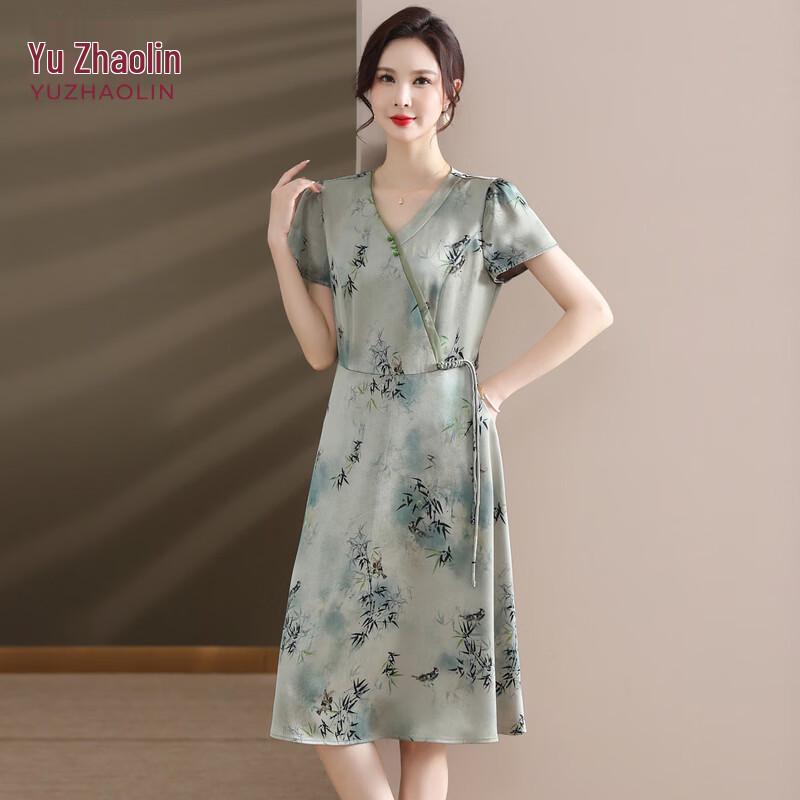 YUZHAOLIN 2026 Summer Elegant Chinese Style Long Dress for Women 2XL