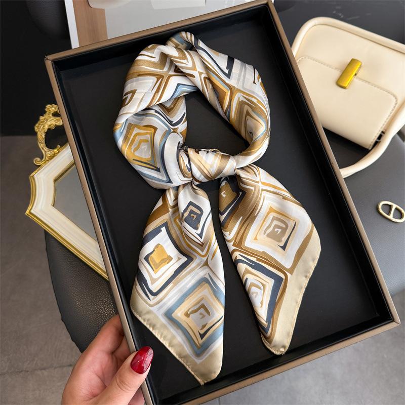 Print 70cm Silk Satin Headkerchief Women Luxury Design Neck Tie Scarf Female Hair Hand Wrist Foulard Shawl Hijab Bandana Scarves
