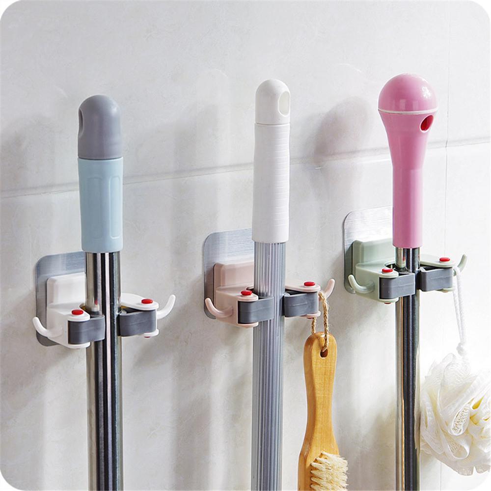 Wall Mounted Mop Organizer Holder Brush  Hanger Storage Rack Kitchen Hook
