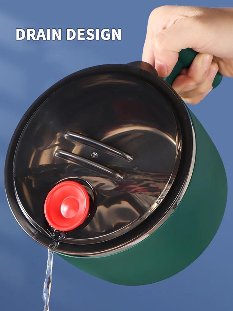 Single-Piece Stainless Steel Bowl with Lid, Handle and Vent for Students, Office Workers, for Noodles, Pasta, Cereal and Salads