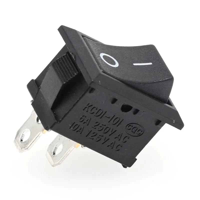 

5/20/100PCS KCD1-101 6A 250V 10A 125V Rocker Switch 2 Pin Car Boat Switch ON/OFF Rocker Toggle Switch Black 15X21mm 5PCS