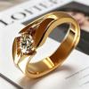 Yanbai Elegant Zirconia Gold Ring – Stylish Engagement Anniversary Gift.