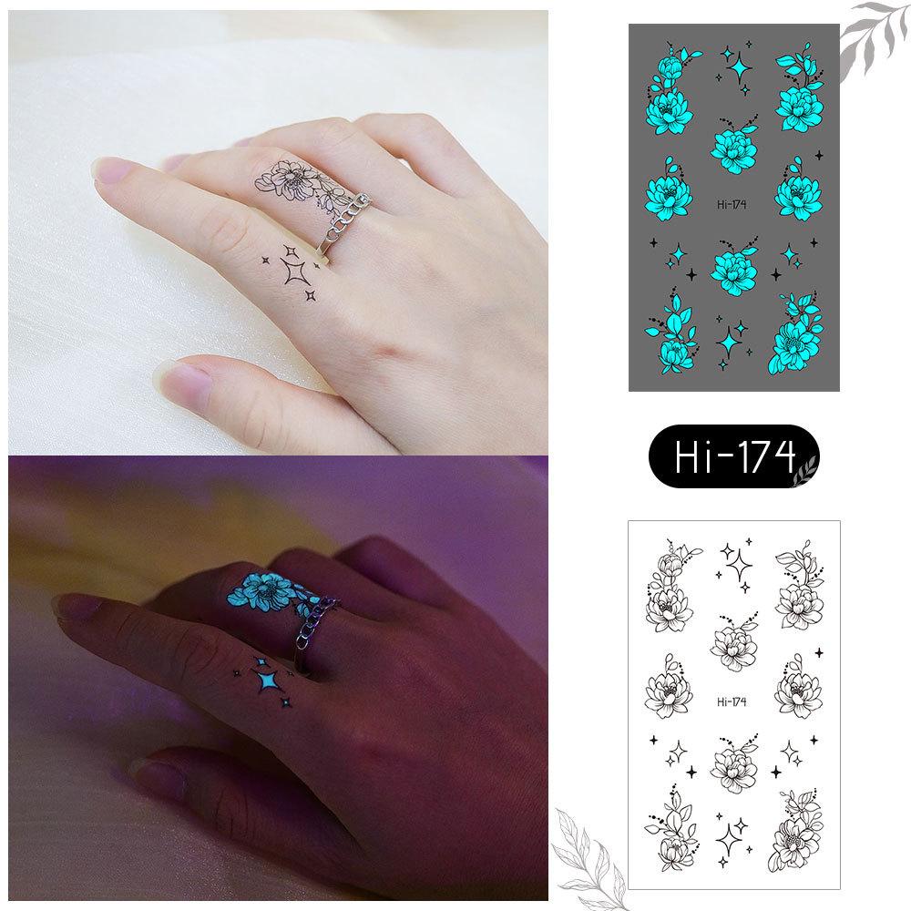 Ricalon Blue Luminous Love Couple Finger Tattoo Stickers