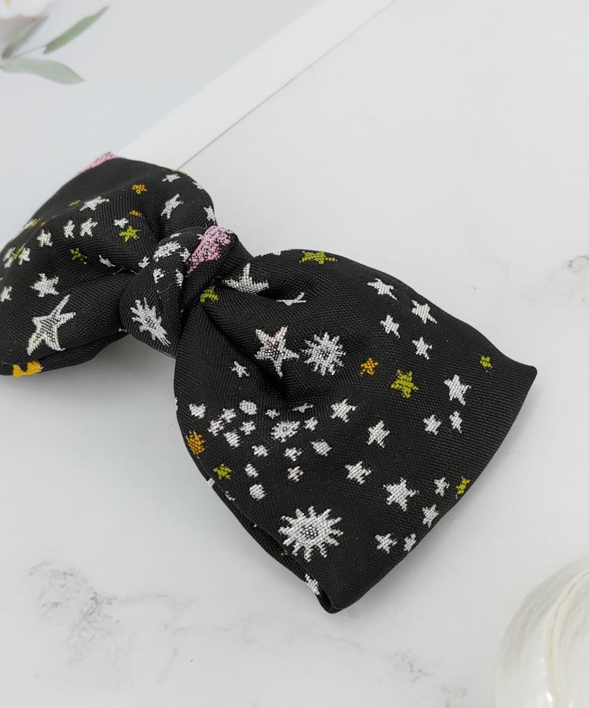 Maia Milky Way Star Jacquard Hair Ribbon Pin - Pink
