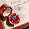 Octagonal Paraiba Pendant Necklace with Sparkling Diamond Earrings Yellow Gold Ring Women Jewelry Set