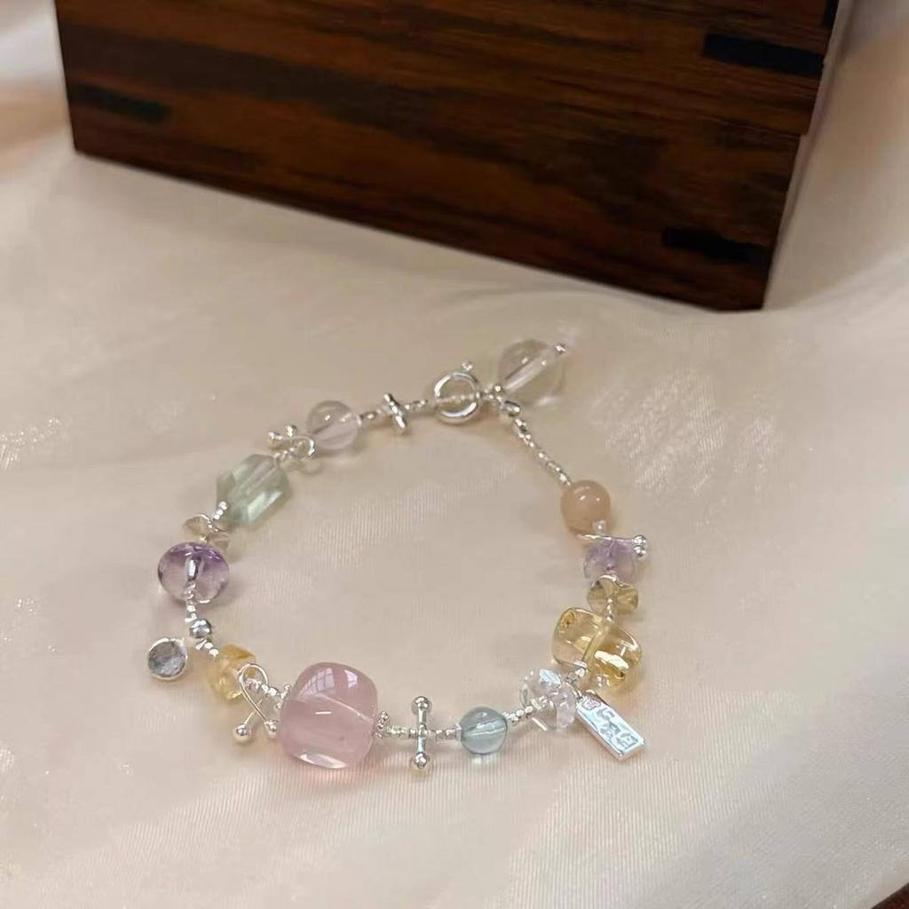 Color geometric imitation crystal bead bracelet women's niche light luxury sweet fresh versatile high-end bracelet high-end jewelry