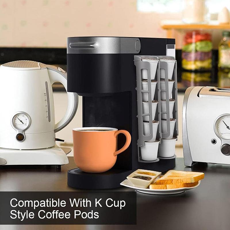 2Pcs Coffee Pod Holder Space Saving K-Cup Pod Storage Organizer Compatible With Keurig Coffee Makers Dual-Compartment Organizer