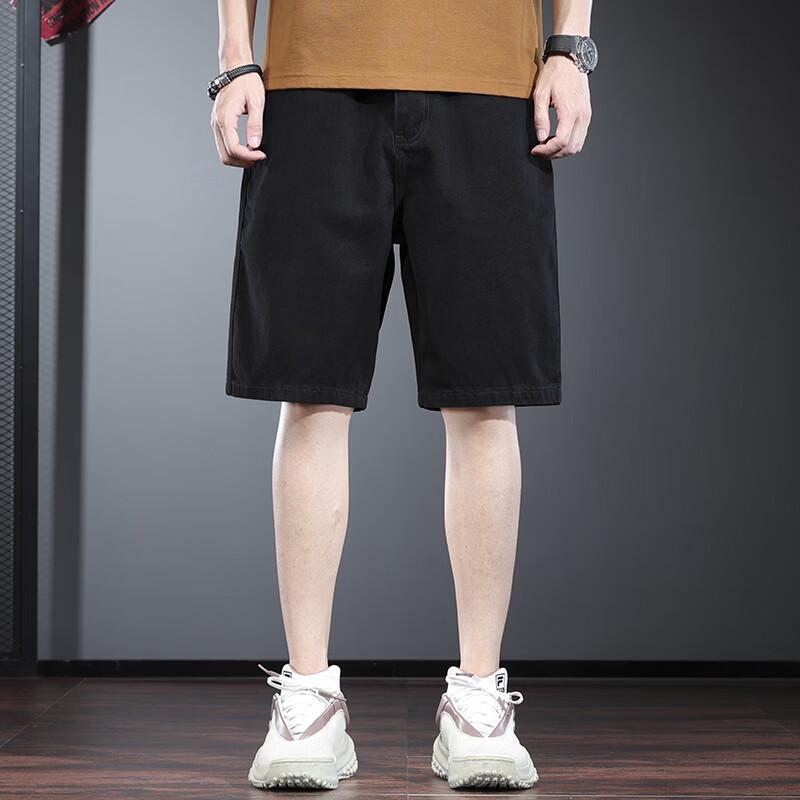 Men s Loose Straight Denim Shorts 38 чёрный