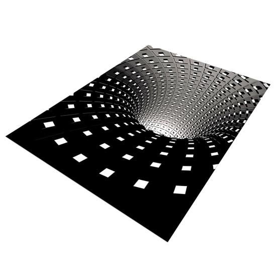 3D Vortex Optical Illusion Rug Vision Vertigo Area Rug Realistic Vortex Black And White Doormat Non-Slip Floor Mat for Living Room Bedroom Entrance
