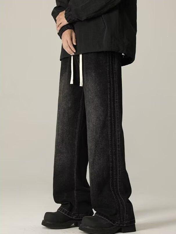 American retro micro-pull jeans men's high street flared pants washed old casual pants trendy literary new models