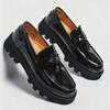 Fashi Classic Thick Sole Men's Penny Loafers Slip-On Business Dress Shoes For Gentleman Glossy Buckle Formal Party Black Shoes