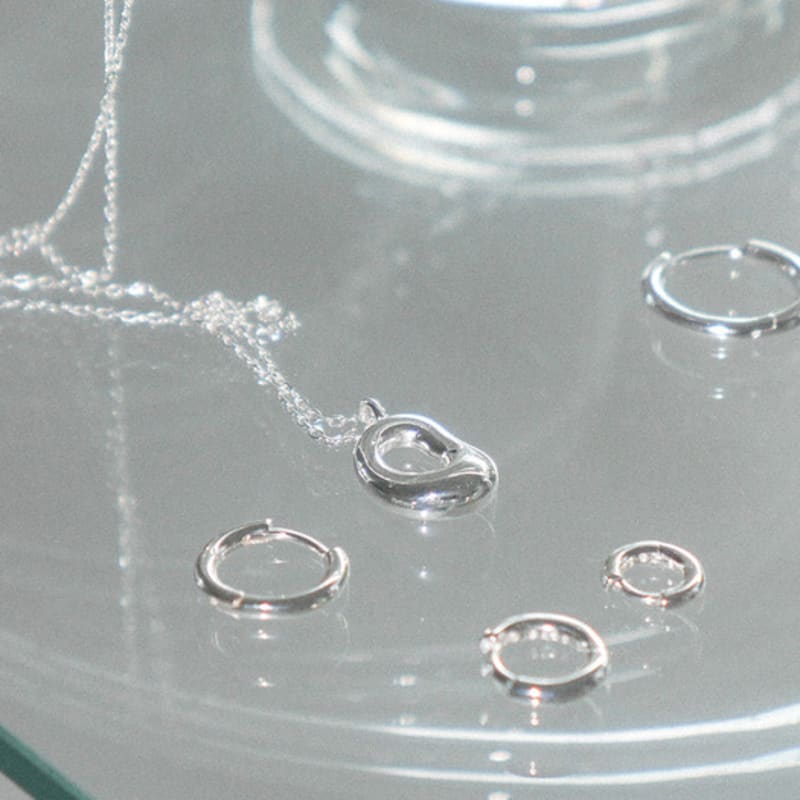 Modernlike Silver 925 One-sided / Classic Ring One-touch Earrings