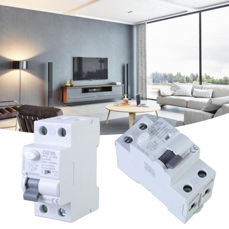 2P 63A Residual Current Circuit Breaker 2  Poles Din Rail Earth Leakage Current Breaker Safety Switches 30mA/100mA/300mA