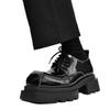 Men's Japan Karajuku Korean Style Fashion Glossy Streetwear Thick Platform Casual Black Leather Shoes Lace Up Sneakers Shoes