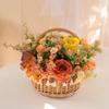 Floral Pastoral Wood Art: Straw, Willow, Rattan Weaving with Artificial Flowers and Basket Ornaments for Home and Living Room Décor