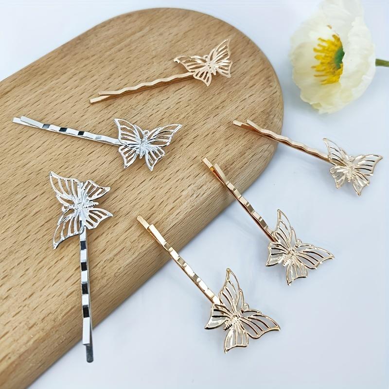 A Pack of 4 Hollow Butterfly Hairpins, Each Measuring 2.56 Inch