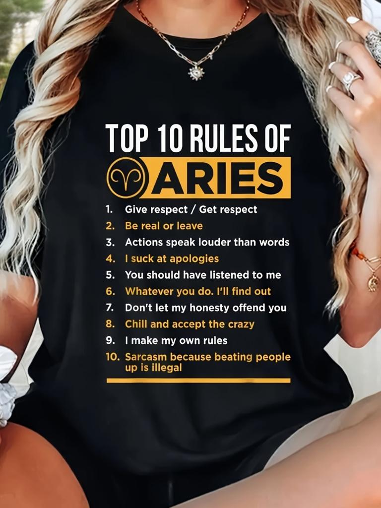 Top 10 Rules of Aries Horoscope Zodiac Gift T-shirt