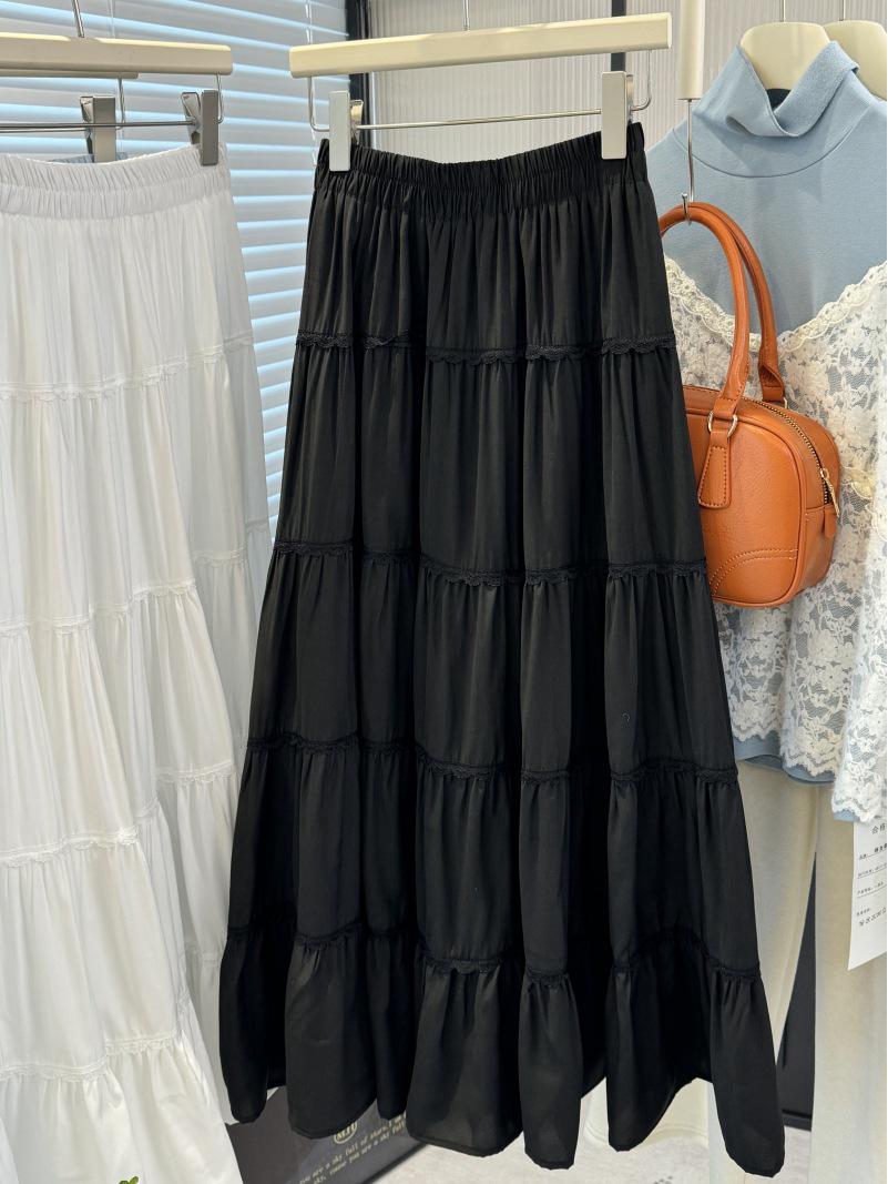 

High Waist A-Line White Midi Skirt for Women - Spring/Summer 2025 Ballet Style Puffy Skirt One Size чорний