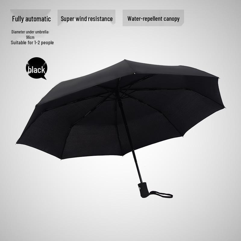 Men's Extra Large Solid Color Automatic Folding Umbrella - Self-Opening & Closing, Three-Fold Design, Sun & Rain Protection, Ideal for Business.