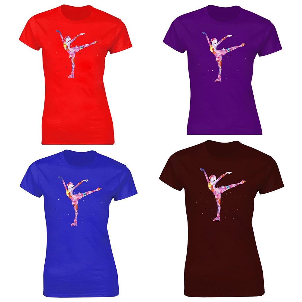 Unisex Funny Beautiful Ice Figure Skater Girl T Shirts Graphic Streetwear Short Sleeve Birthday Gifts Skating T-shirt Unisexs Clothing