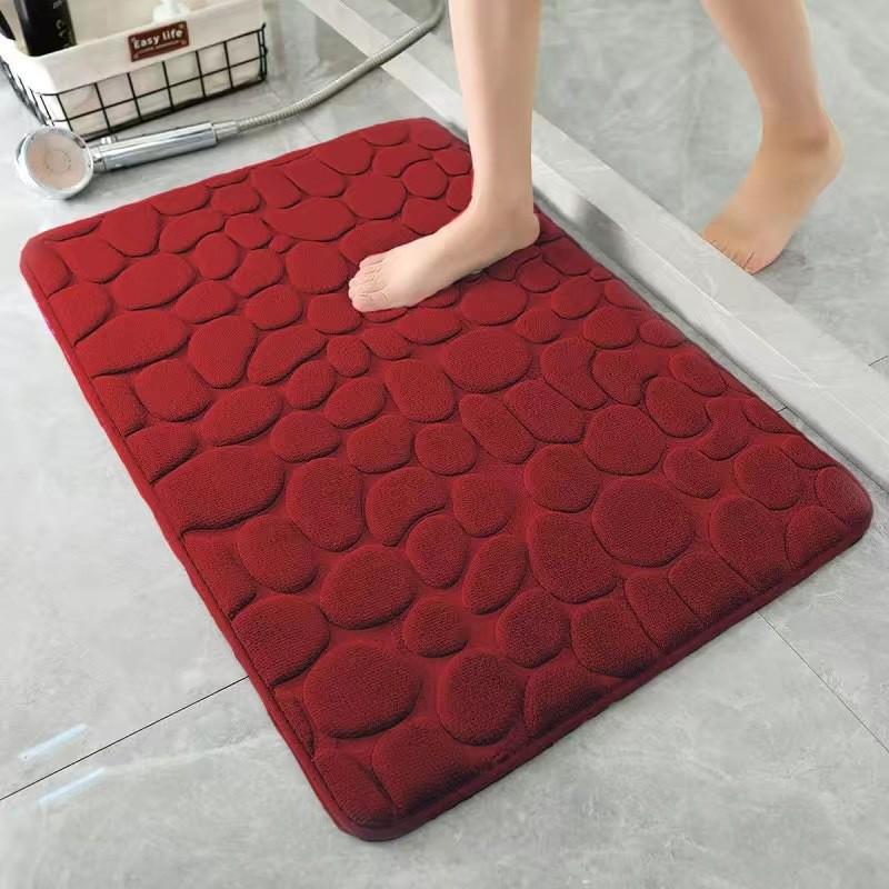 Pebble Pattern Non-Slip Bathroom Mat: Water-Absorbent, Simple Style, Door and Floor Use