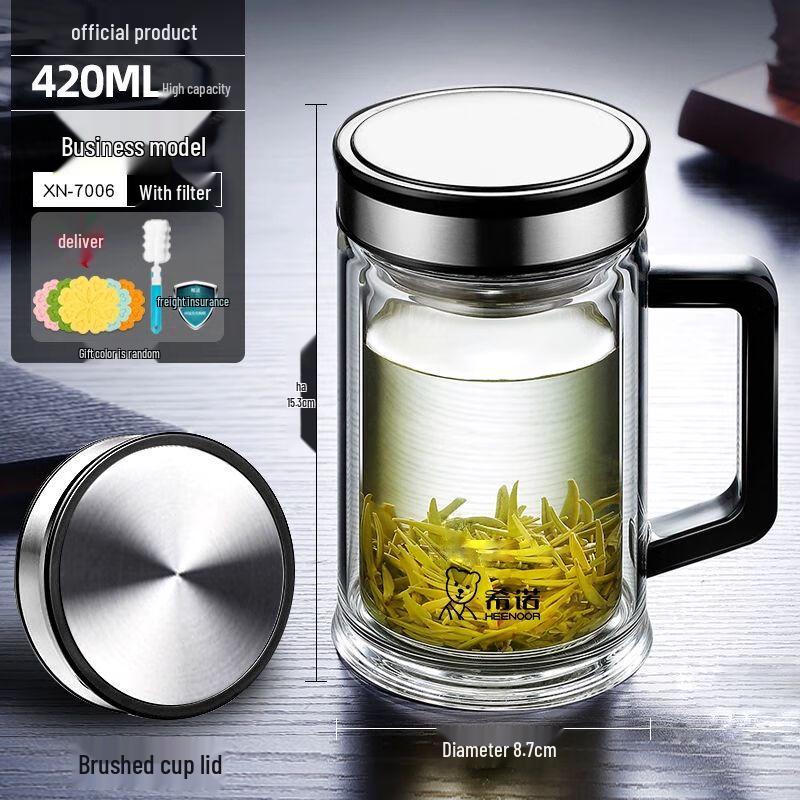 Heenoor Double Wall Glass Mug with Handle