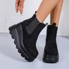 Winter suede wedge short boots women's thick-soled large-size small muffin sleeve fashion boots 43