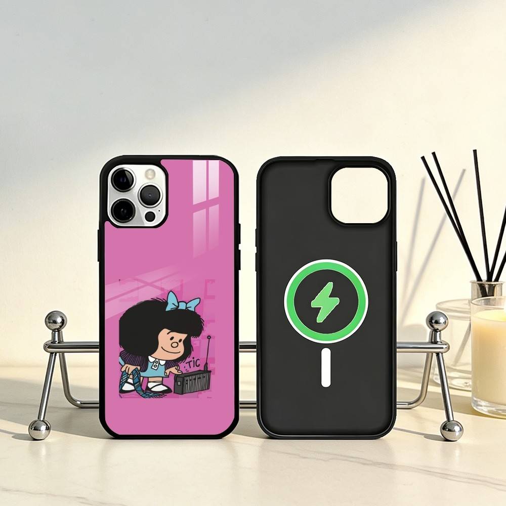

M-Mafalda World Phone Case For iPhone17,16,15,14,13,12,11 Plus,Pro Max Magnetic For Magsafe Wireless Charging iPhone15