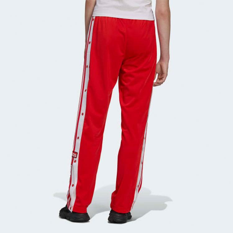 adidas Striped Logo Print Casual Sports Long Pants Women Bottoms Red H34672