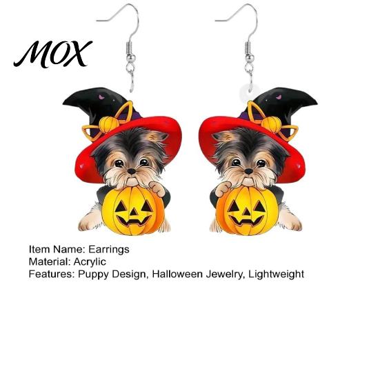 Comfortable Lightweight Dog Jewelry Witch Hat Puppy Earrings, Cute Pumpkin Drop Novelty Halloween Party Earrings Acrylic Jewelry, Accessories