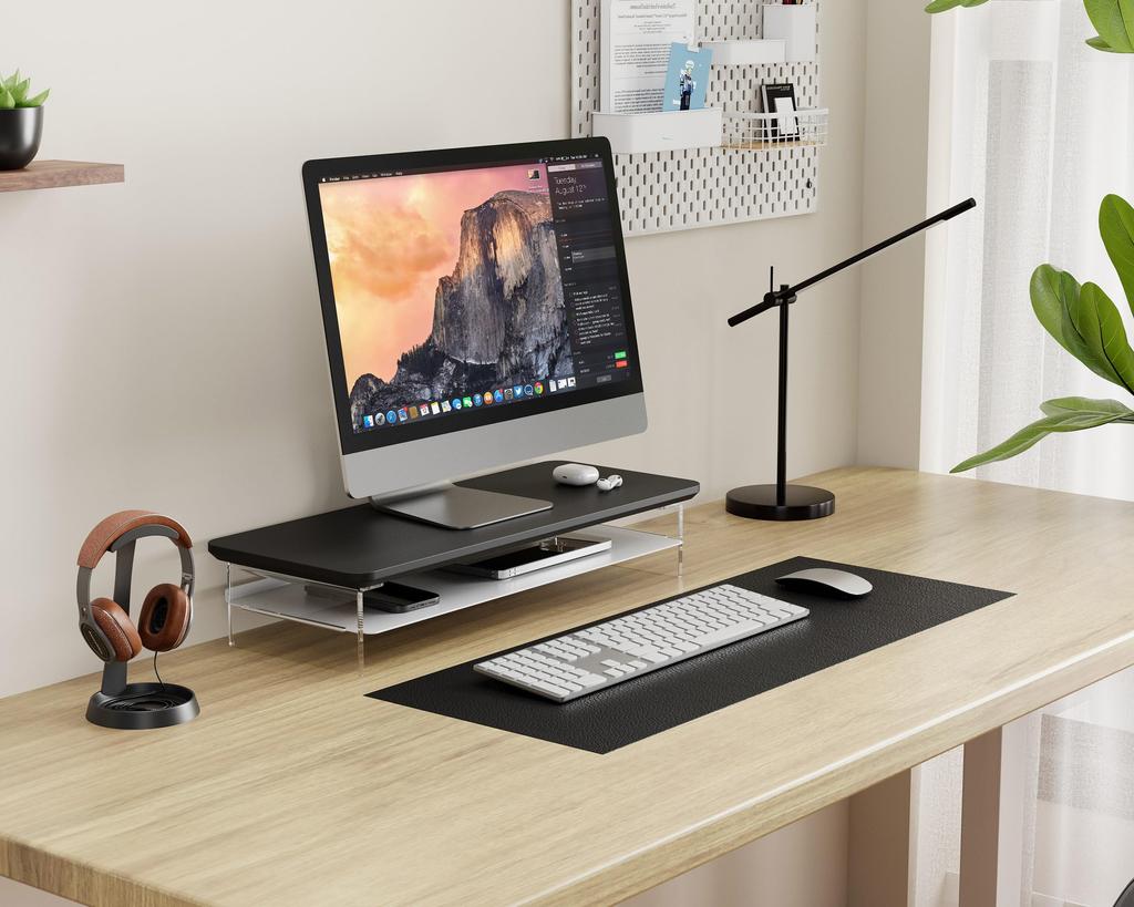 Fenge Monitor Desktop Computer 60cm 2 Wooden Top with Acrylic Desktop Monitor PC Monitor Computer Desktop G04Y2062B Stand, Stand, Wide, Tiers, Legs,