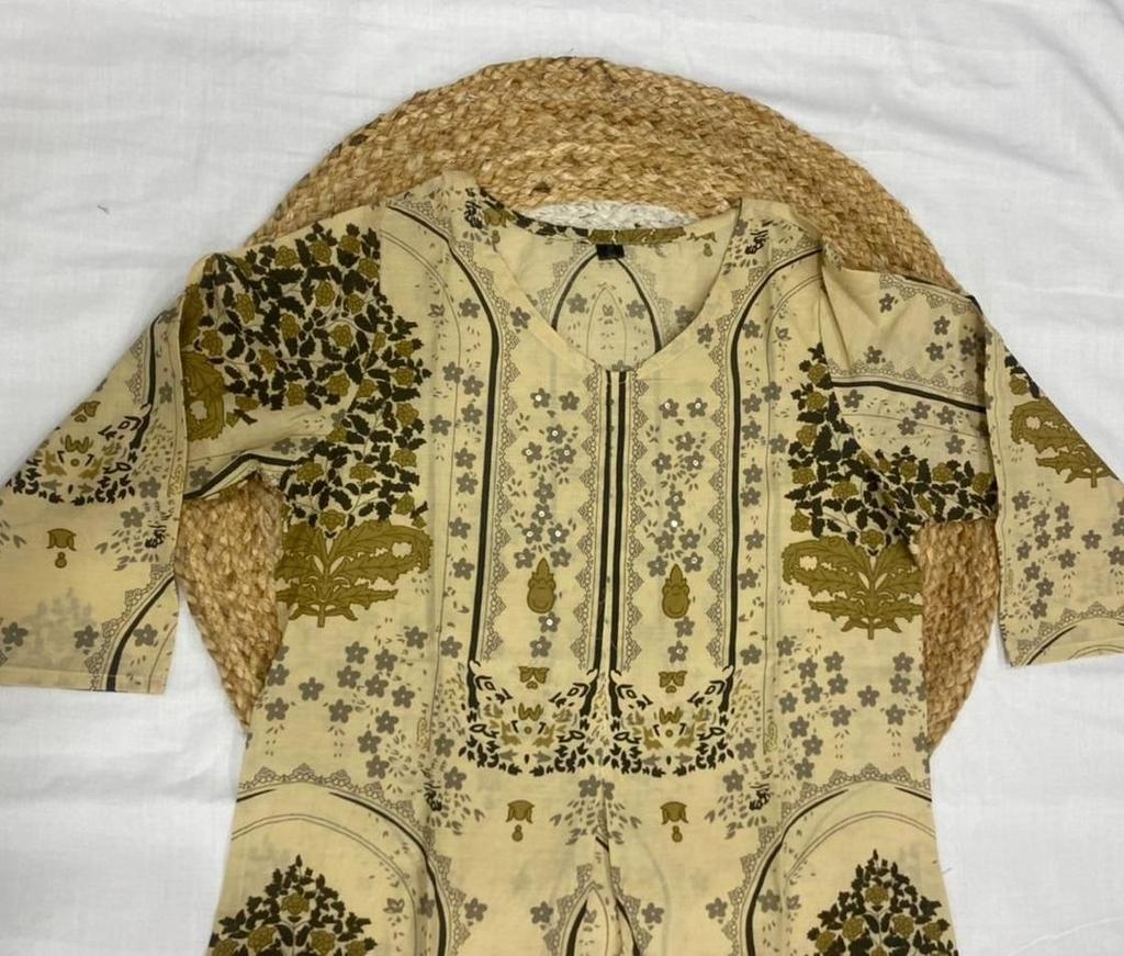 Women Designer Party Wear Cotton Kurta Pant Cord Set Indian Bollywood Top Tunic Kurti Dress