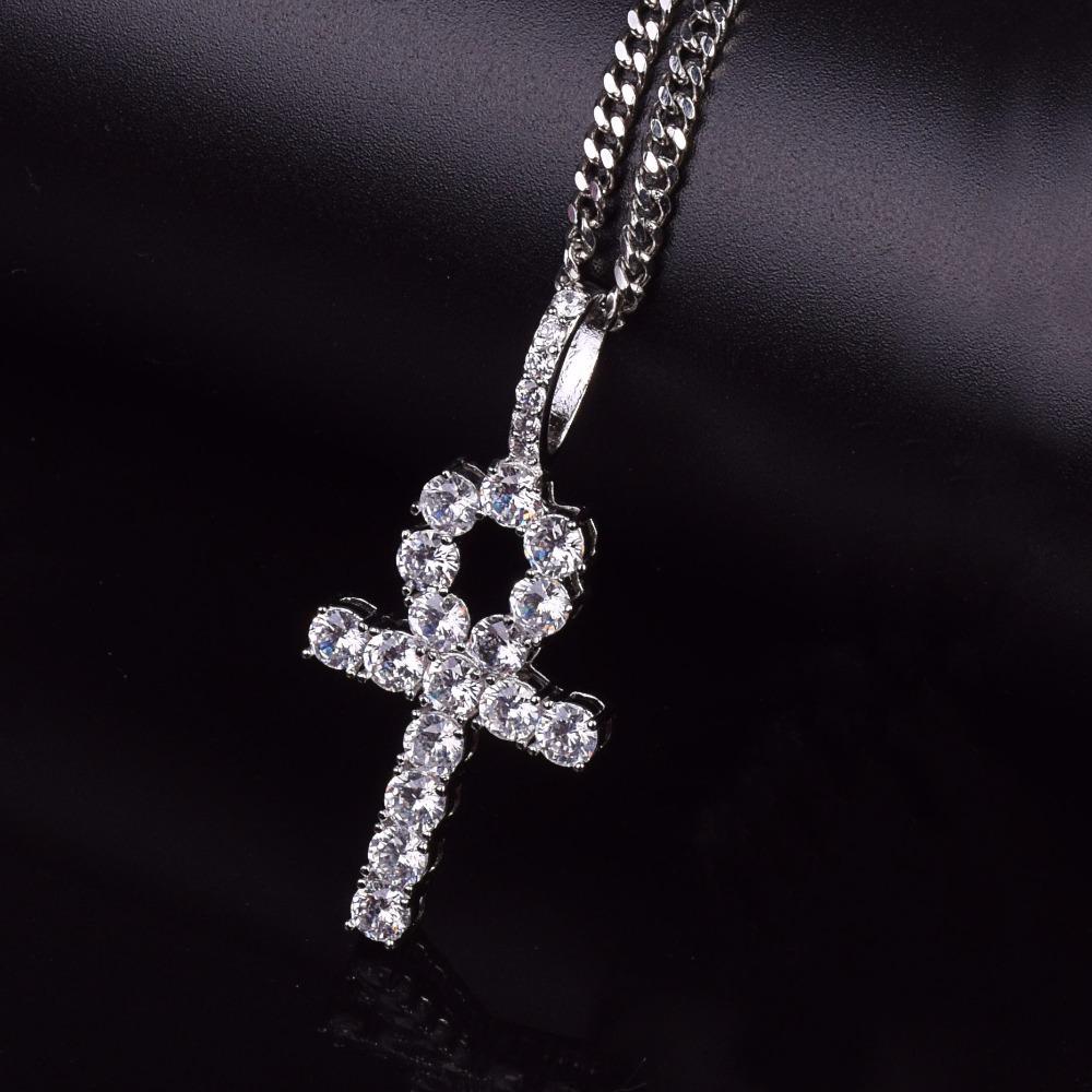 Ankh Kreuz Anhänger Goldfarben Hip Hop Schmuck 60CM black