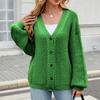 Women's Fashion Solid Color Long Sleeved V-neck Knitted Sweater Cardigan Jacket