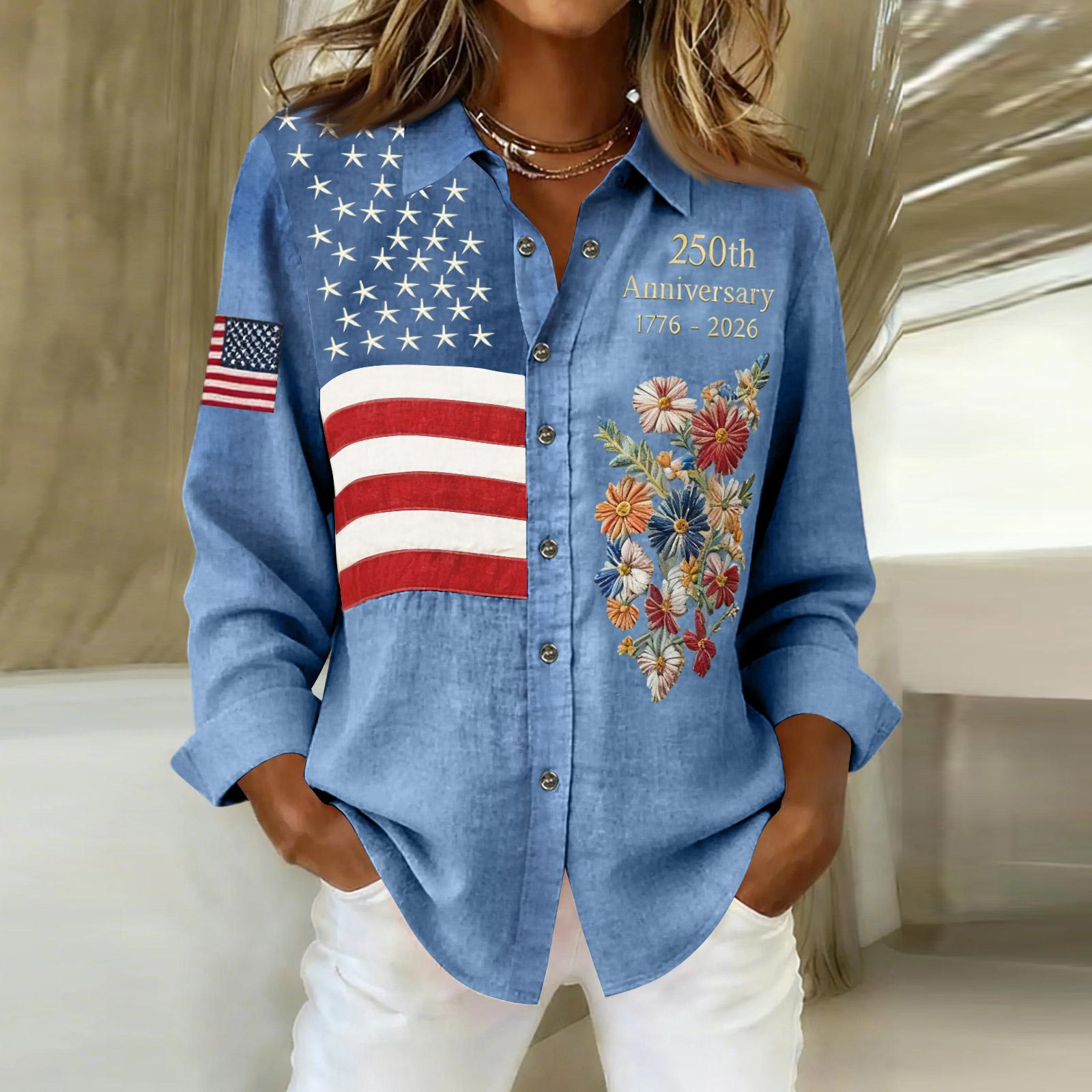 250th Anniversary 1776-2026 Women s Tee Casual Printed Shirt M синий