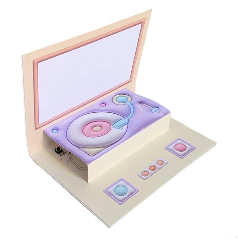 62KD Mother Day Popup Card Phonograph Popup Birthday Cards with Envelope and Removable Note for Women Girls Grandmother