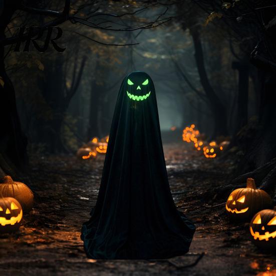 Ghost Wall Hanging Halloween Decoration for Outdoor, Large Light Up Standing Ghost, Festive Decorations Adjustable Spooky Black Decor Porch, Yard Lawn