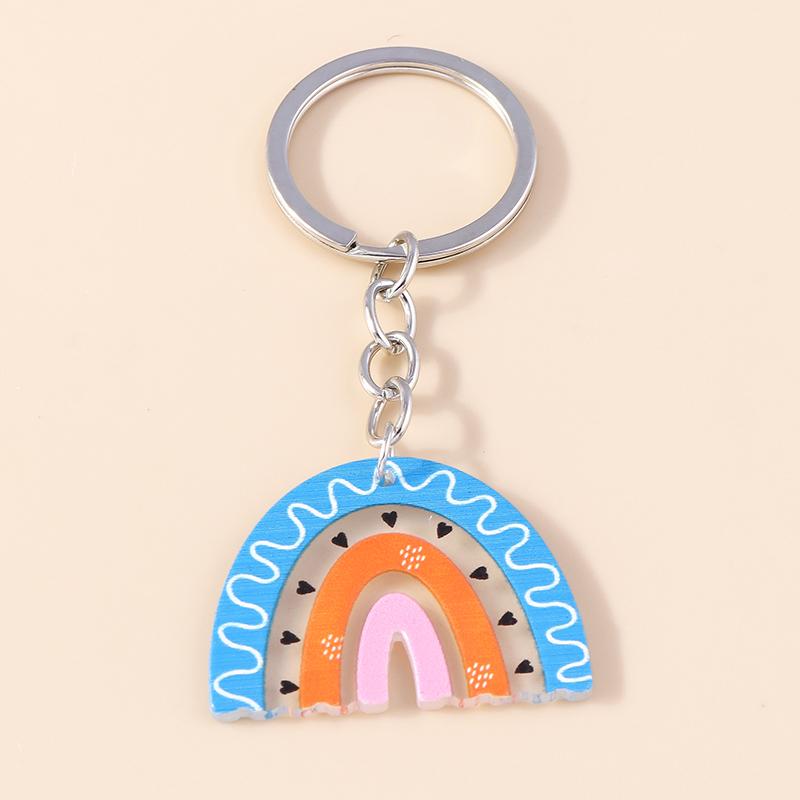 Colorful Rainbow Keychain Smile Cloud Key Rings Resin Key Chains for Women Girls Handbag Gift Jewelry Accessories
