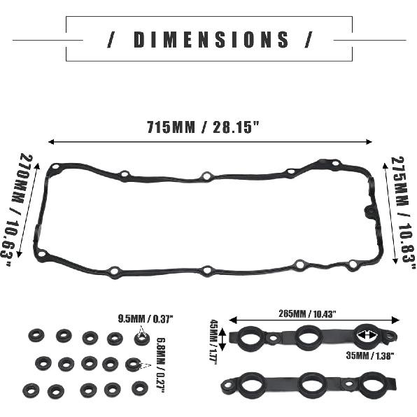 Motoforti Engine Valve Cover Gasket Kit, for BMW E39 E46 E83 E85 2002-2006, Cylinder Head Valve Seal Gasket with Grommet Seal,No.11120030496 Rocker