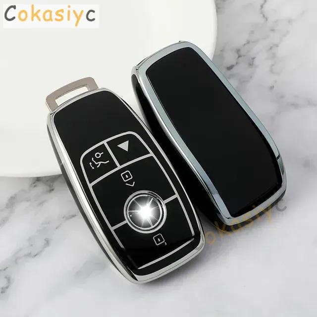 ECGP7 2/3/4 Bottons Silver Tpu Car Key Case Cover for Mercedes Benz A C E S G Class GLC CLE CLA GLB GLS W177 W205 W213 W222 X167 AMG