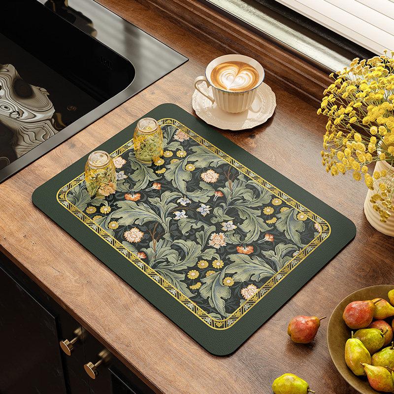 

Draining Mat Kitchen Accessories Decorative Coffee Coaster Water-absorbent Mat Dining Table Placemat Home Decor 30x40cm