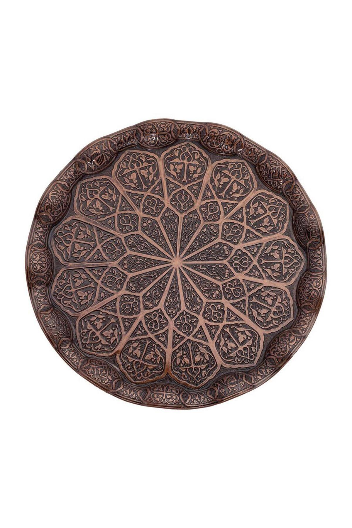 

uvarlak Dalgalı Büyük Tepsi Antik Bakır Rengi коричневий