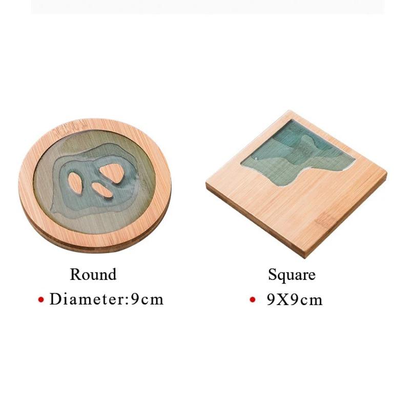 Creative Bamboo Resin Creative Classical Round Square Coasters Placemats Heat Mat Japanese Style Cup Mat Kitchen Home Decoration