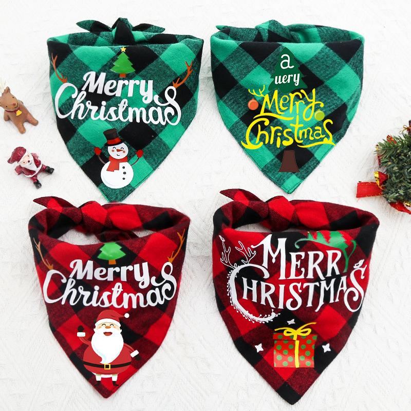 Christmas Day Pet Small Medium Large Dog Dog Cat Double Teddy Dog Triangle Towel Saliva Cat Bib Supplies