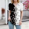 Damen Bluse Sommer Business Casual Arbeitstops Kurzarm Button-Down-Kragen V-Ausschnitt Bluse T-Shirt