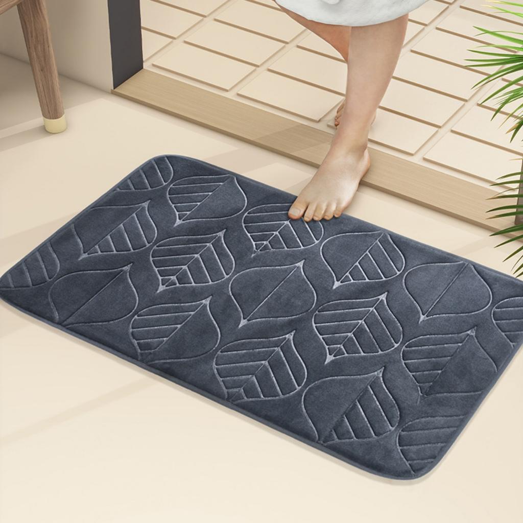 Covoraș de baie cu gravură cu frunze Covoare antiderapante pentru baie în chiuvetă Covor pentru podea laterală cadă de baie Covoraș pentru cameră de duș Pad 3D din spumă cu memorie